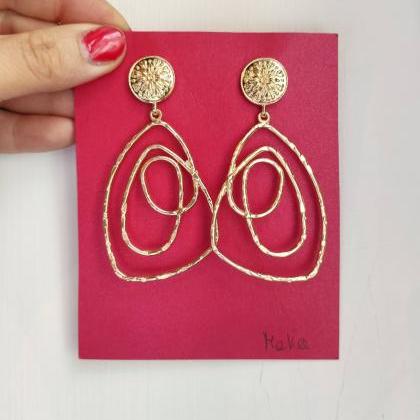 Boho Gipsy Pendant Earrings Large Gold..