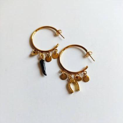 Gold-coloured 3cm Stainless Steel Hoop Earrings..